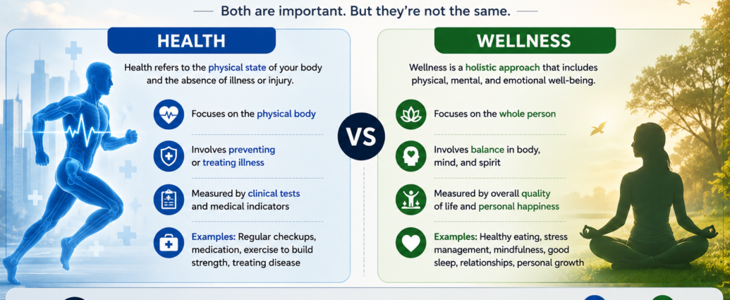 what is the difference between health and wellness